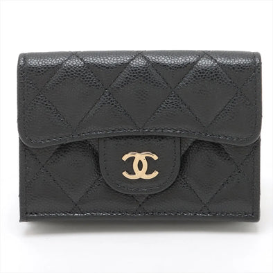 Chanel Black Caviar Calfskin Compact Wallet [Clearance Sale]