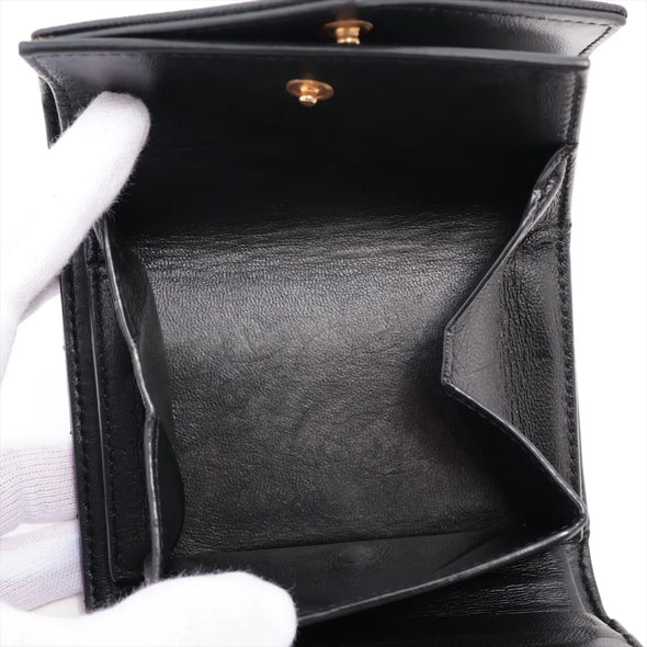 Saint Laurent Black Matelasse Grained Leather Compact Wallet [Clearance Sale]