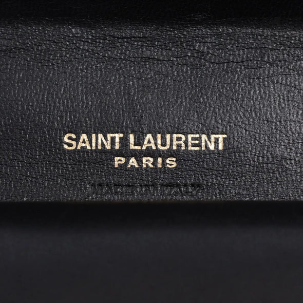 Saint Laurent Black Matelasse Grained Leather Compact Wallet [Clearance Sale]