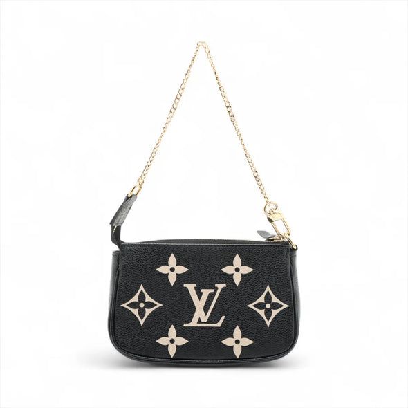 Louis Vuitton Black Beige Bicolor Monogram Empreinte Leather Mini Pochette Accessories [Clearance Sale]