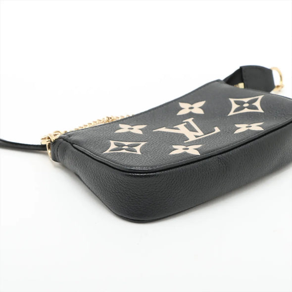 Louis Vuitton Black Beige Bicolor Monogram Empreinte Leather Mini Pochette Accessories [Clearance Sale]