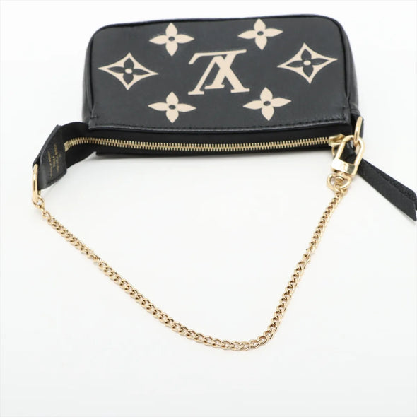 Louis Vuitton Black Beige Bicolor Monogram Empreinte Leather Mini Pochette Accessories [Clearance Sale]