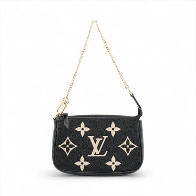 Louis Vuitton Black Beige Bicolor Monogram Empreinte Leather Mini Pochette Accessories [Clearance Sale]