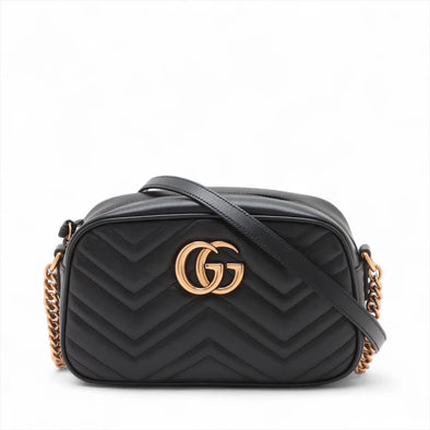 Gucci Black Leather GG Marmont Small Shoulder Bag [Clearance Sale]