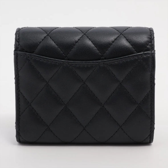 Chanel Black Nappa Lambskin Compact Wallet [Clearance Sale]