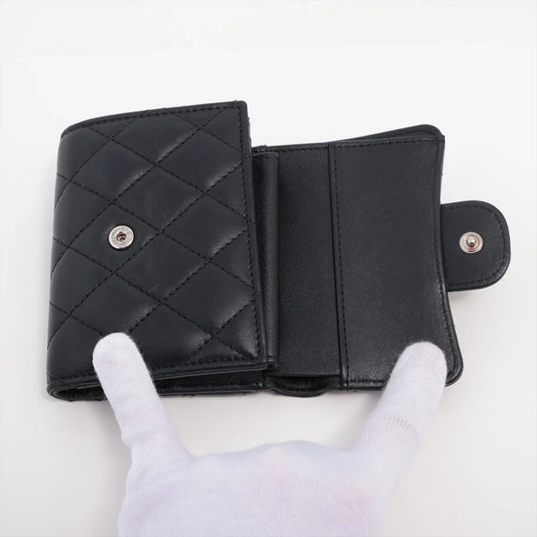 Chanel Black Nappa Lambskin Compact Wallet [Clearance Sale]