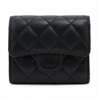 Chanel Black Nappa Lambskin Compact Wallet [Clearance Sale]