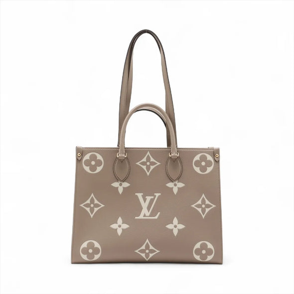 Louis Vuitton Tourterelle Bicolor Monogram Empreinte Leather OnTheGo MM [Clearance Sale]