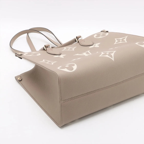 Louis Vuitton Tourterelle Bicolor Monogram Empreinte Leather OnTheGo MM [Clearance Sale]
