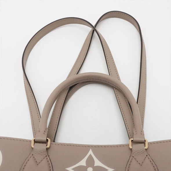 Louis Vuitton Tourterelle Bicolor Monogram Empreinte Leather OnTheGo MM [Clearance Sale]