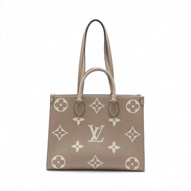 Louis Vuitton Tourterelle Bicolor Monogram Empreinte Leather OnTheGo MM [Clearance Sale]