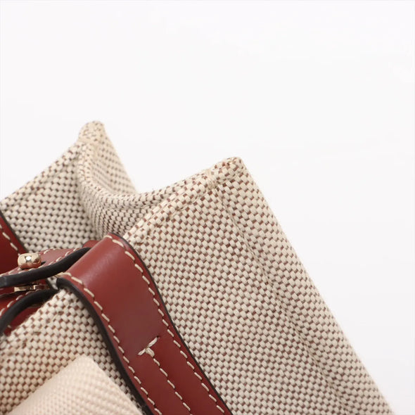 Chloe Brown and Beige Canvas Small Woody Tote Bag [Clearance Sale]