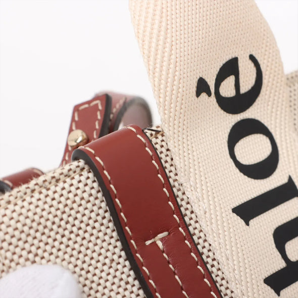 Chloe Brown and Beige Canvas Small Woody Tote Bag [Clearance Sale]
