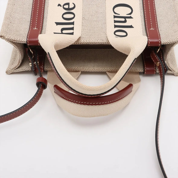 Chloe Brown and Beige Canvas Small Woody Tote Bag [Clearance Sale]