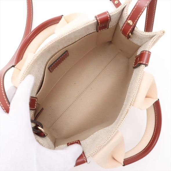 Chloe Brown and Beige Canvas Small Woody Tote Bag [Clearance Sale]