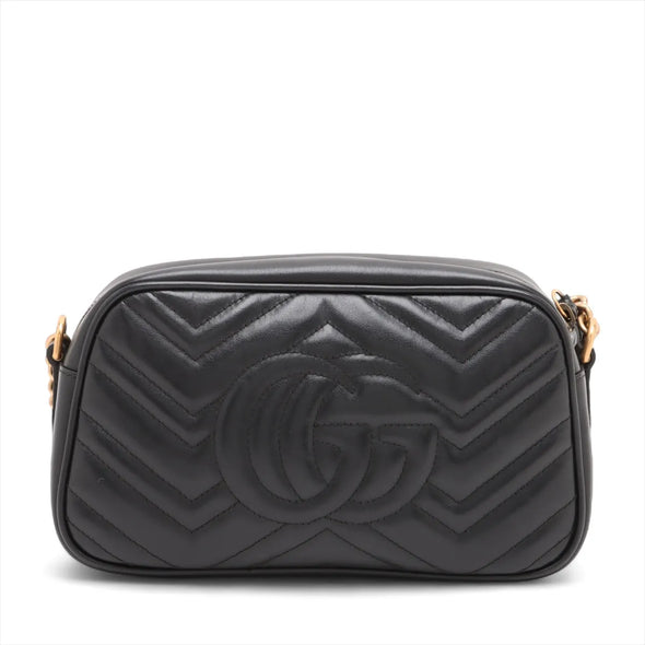 Gucci Black Leather GG Marmont Small Shoulder Bag [Clearance Sale]