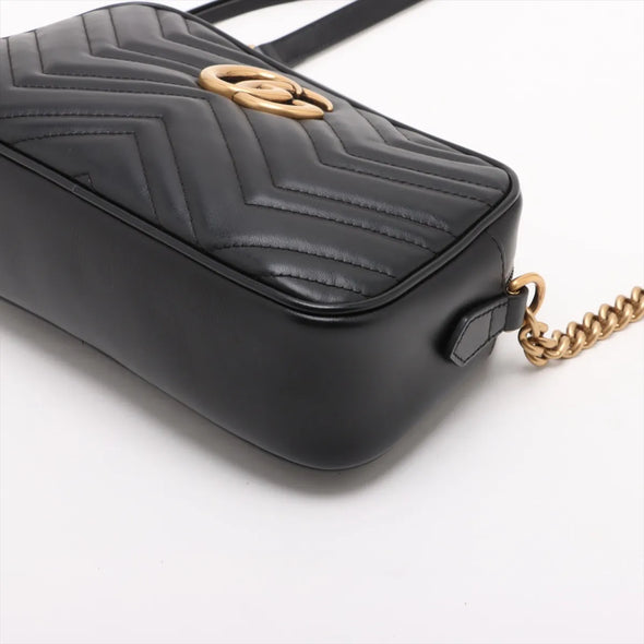 Gucci Black Leather GG Marmont Small Shoulder Bag [Clearance Sale]