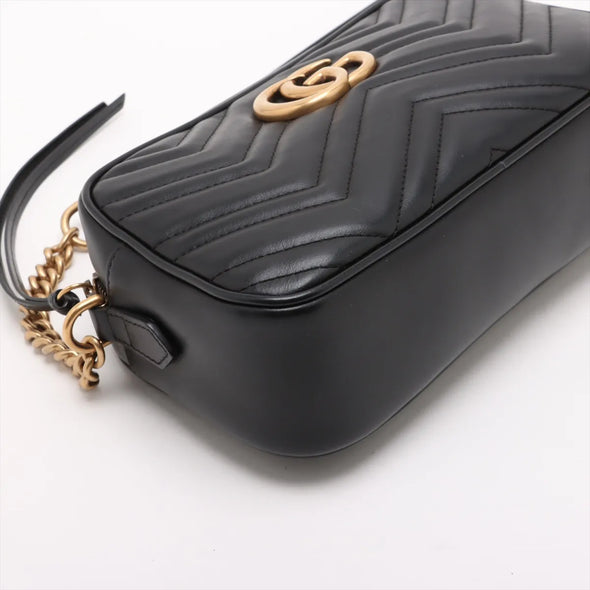 Gucci Black Leather GG Marmont Small Shoulder Bag [Clearance Sale]