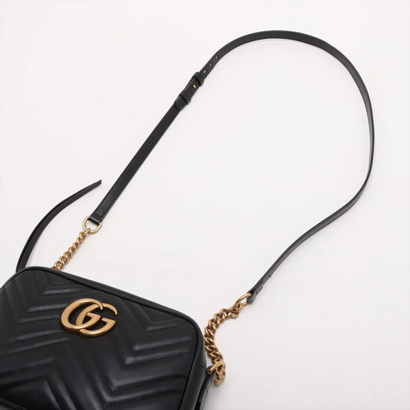 Gucci Black Leather GG Marmont Small Shoulder Bag [Clearance Sale]