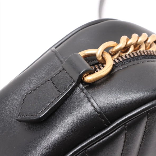 Gucci Black Leather GG Marmont Small Shoulder Bag [Clearance Sale]