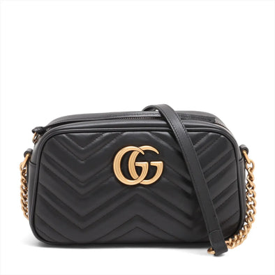 Gucci Black Leather GG Marmont Small Shoulder Bag [Clearance Sale]