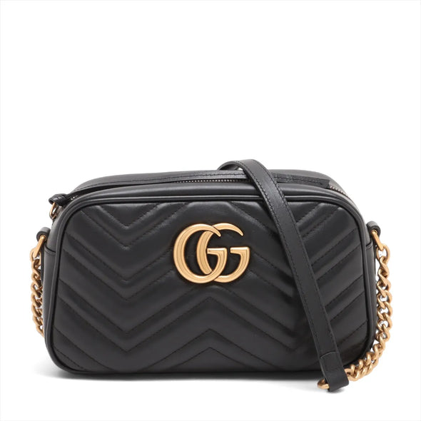 Gucci Black Leather GG Marmont Small Shoulder Bag [Clearance Sale]