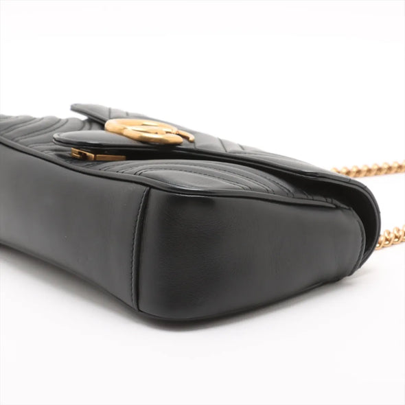 Gucci Black Leather GG Marmont Medium Shoulder Bag [Clearance Sale]