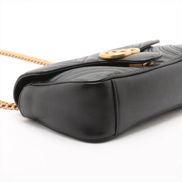Gucci Black Leather GG Marmont Medium Shoulder Bag [Clearance Sale]