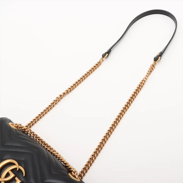 Gucci Black Leather GG Marmont Medium Shoulder Bag [Clearance Sale]