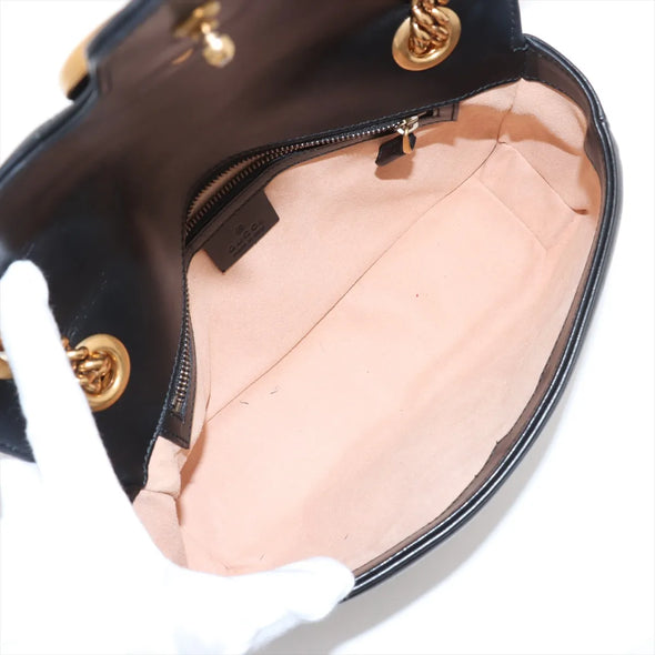 Gucci Black Leather GG Marmont Medium Shoulder Bag [Clearance Sale]