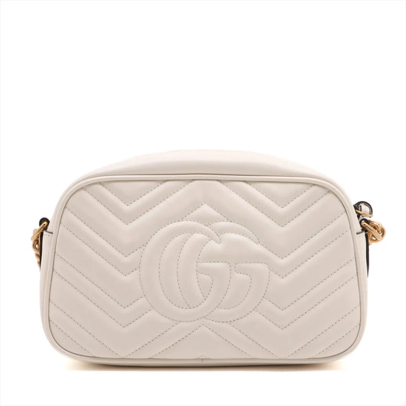 Gucci White Leather GG Marmont Small Shoulder Bag [Clearance Sale]