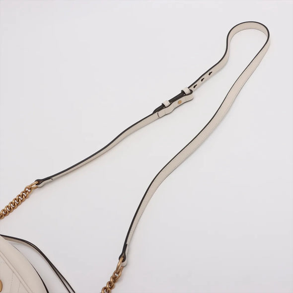 Gucci White Leather GG Marmont Small Shoulder Bag [Clearance Sale]