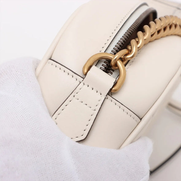 Gucci White Leather GG Marmont Small Shoulder Bag [Clearance Sale]