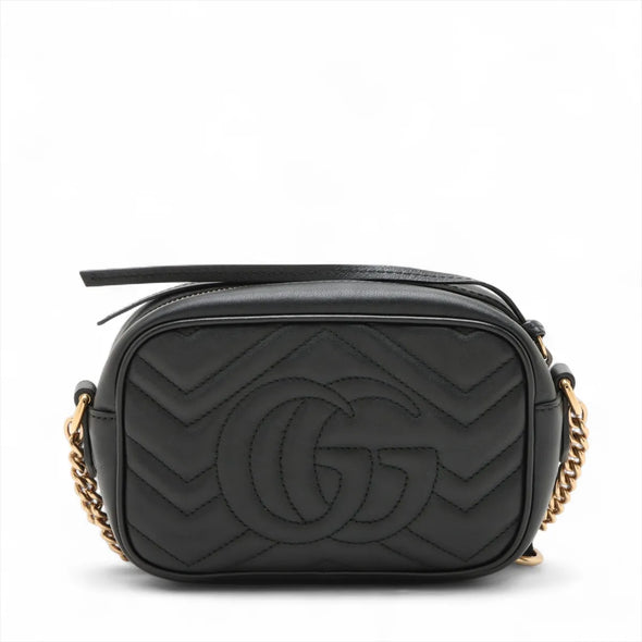 Gucci Black Leather GG Marmont Small Shoulder Bag [Clearance Sale]