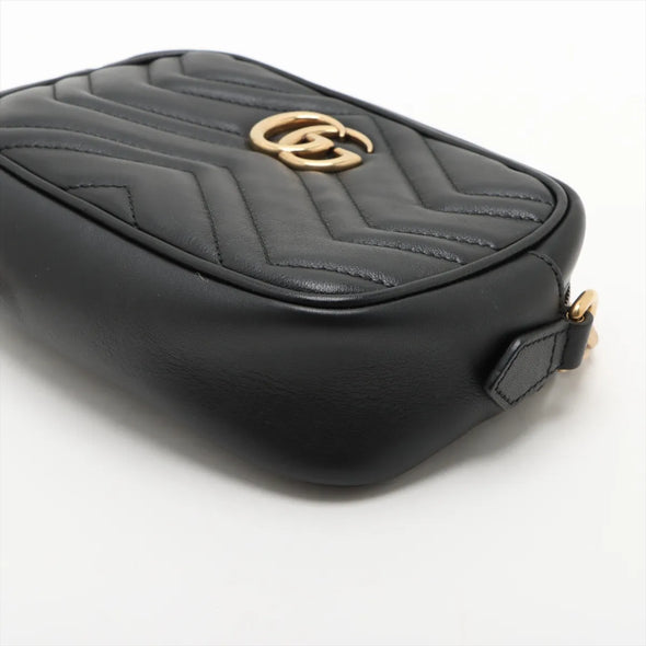 Gucci Black Leather GG Marmont Small Shoulder Bag [Clearance Sale]