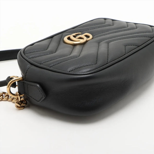 Gucci Black Leather GG Marmont Small Shoulder Bag [Clearance Sale]