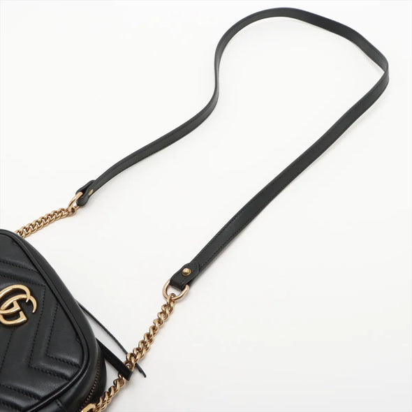 Gucci Black Leather GG Marmont Small Shoulder Bag [Clearance Sale]