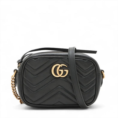 Gucci Black Leather GG Marmont Small Shoulder Bag [Clearance Sale]