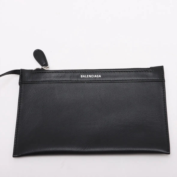 Balenciaga Black Leather Small Navy Cabas [Clearance Sale]