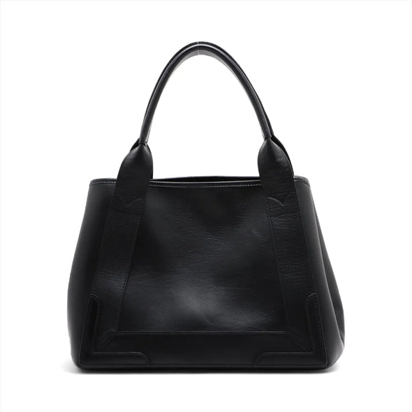 Balenciaga Black Leather Small Navy Cabas [Clearance Sale]