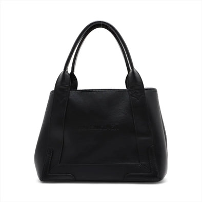 Balenciaga Black Leather Small Navy Cabas [Clearance Sale]
