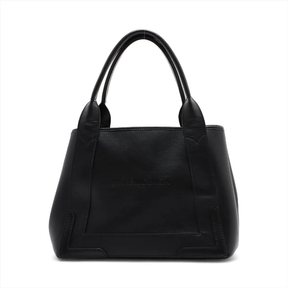 Balenciaga Black Leather Small Navy Cabas [Clearance Sale]
