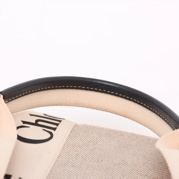 Chloe Black and Beige Canvas Medium Woody Tote Bag [Clearance Sale]