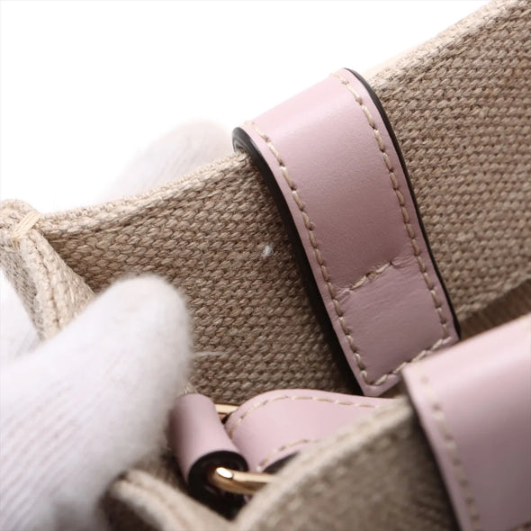 Chloe Pink and Beige Canvas Small Woody Tote Bag [Clearance Sale]