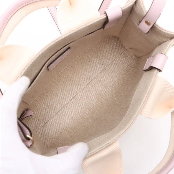 Chloe Pink and Beige Canvas Small Woody Tote Bag [Clearance Sale]