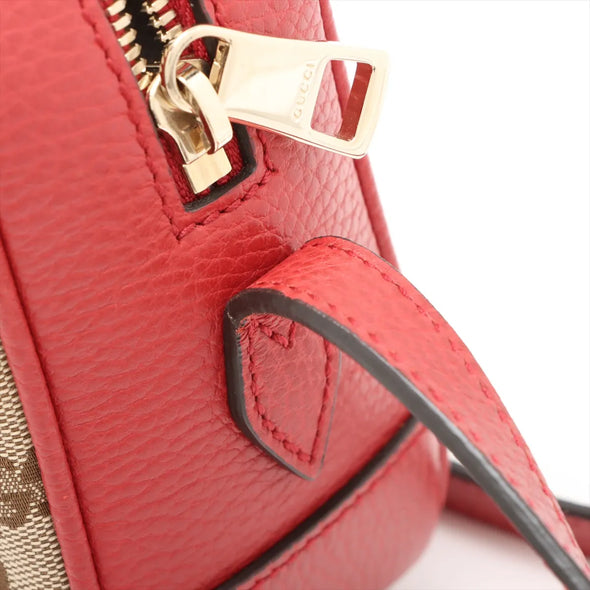 Gucci Red Leather Canvas Small Shoulder Bag [Clearance Sale]