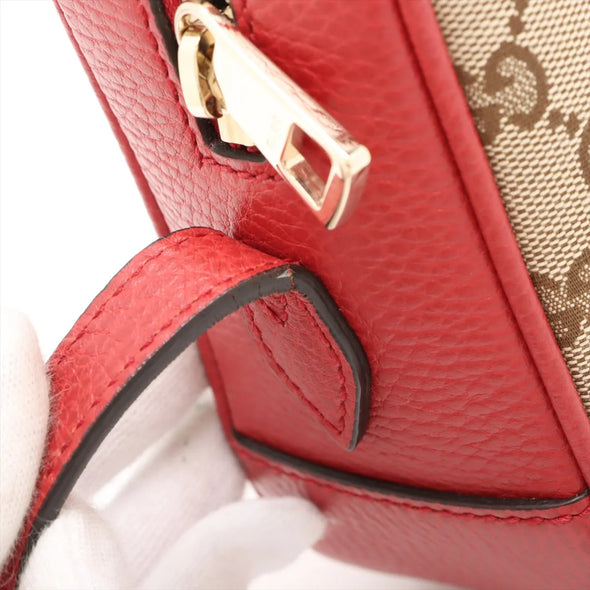 Gucci Red Leather Canvas Small Shoulder Bag [Clearance Sale]