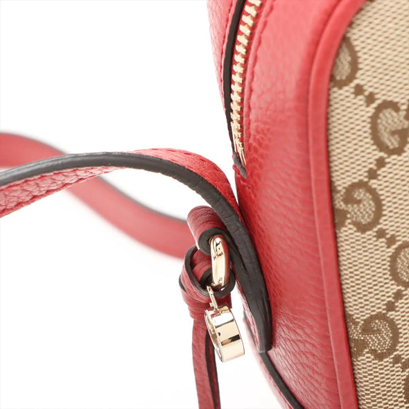 Gucci Red Leather Canvas Small Shoulder Bag [Clearance Sale]