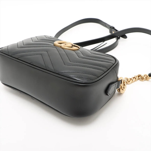Gucci Black Leather GG Marmont Small Shoulder Bag  [Clearance Sale]