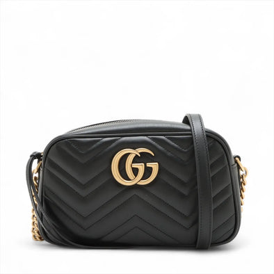 Gucci Black Leather GG Marmont Small Shoulder Bag  [Clearance Sale]